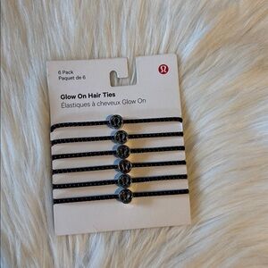 NWT Lululemon 6 Pack Glow On Hair Ties BLK/SLV